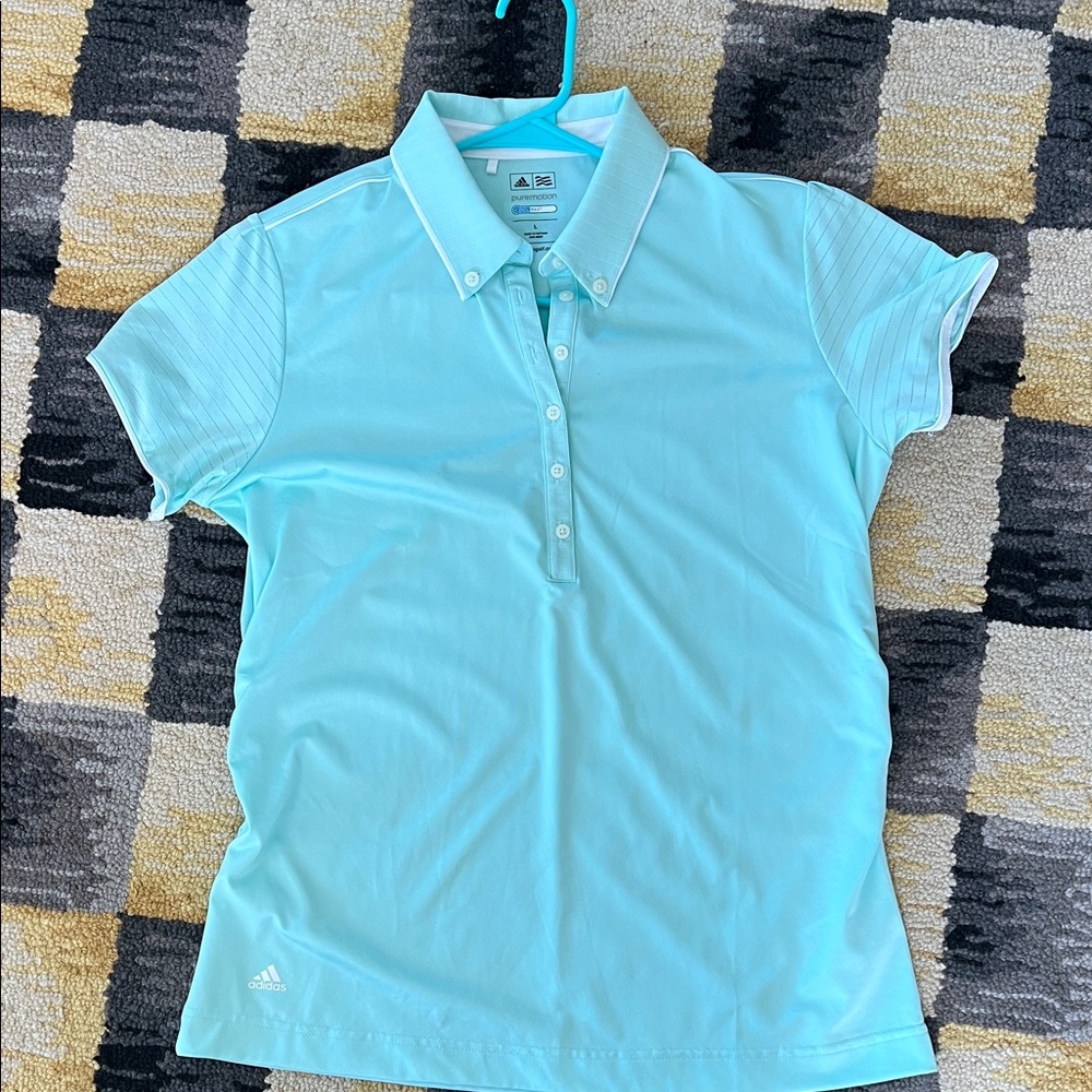 Adidas Light Green/Blue Polo Shirt